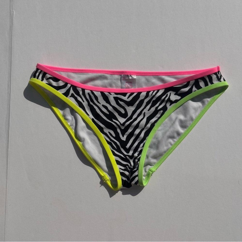 No Boundaries NOBO Zebra Print Pink, Green & Yellow Swimsuit Bottoms size L 7-9